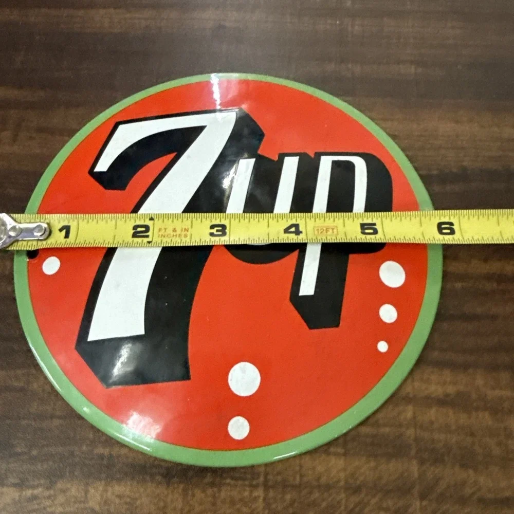 Vintage 7 Up Soda Sign - Porcelain Advertisement Store Gas Oil Pump Plate Sign‎